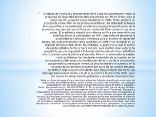 *




    Dada su ubicación geográfica el territorio actual de Colombia constituyó un corredor de
      poblaciones entre Mesoamérica, el Mar Caribe, los Andes y la Amazonía. Los hallazgos
          arqueológicos más antiguos fueron encontrados en los sitios de Monsú y Pubenza y
  datan, aproximadamente, del año 20.000 a. C. Otros vestigios dan cuenta de que también
           hubo ocupación temprana en regiones como El Abra entre Tocancipá, Zipaquirá y
Tequendama en Cundinamarca. Las fechas que arrojan estos últimos sitios corresponden al
        período Paleoindio. En Puerto Hormiga (Bolívar) se han hallado vestigios del período
 arcaico, que incluyen los restos cerámicos más antiguos que se han encontrado en América
  y datan del año 3.000 a.C, época en la cual comienza el cultivo de maíz a pequeña escala
 en el altiplano cundiboyacense, resultando el mencionado grano tan provechoso, que poco
después se convirtió en un componente esencial de la dieta de los pobladores. Los primeros
                          cultivos de yuca, parecen haberse ejectuado en la costa atlántica.
 