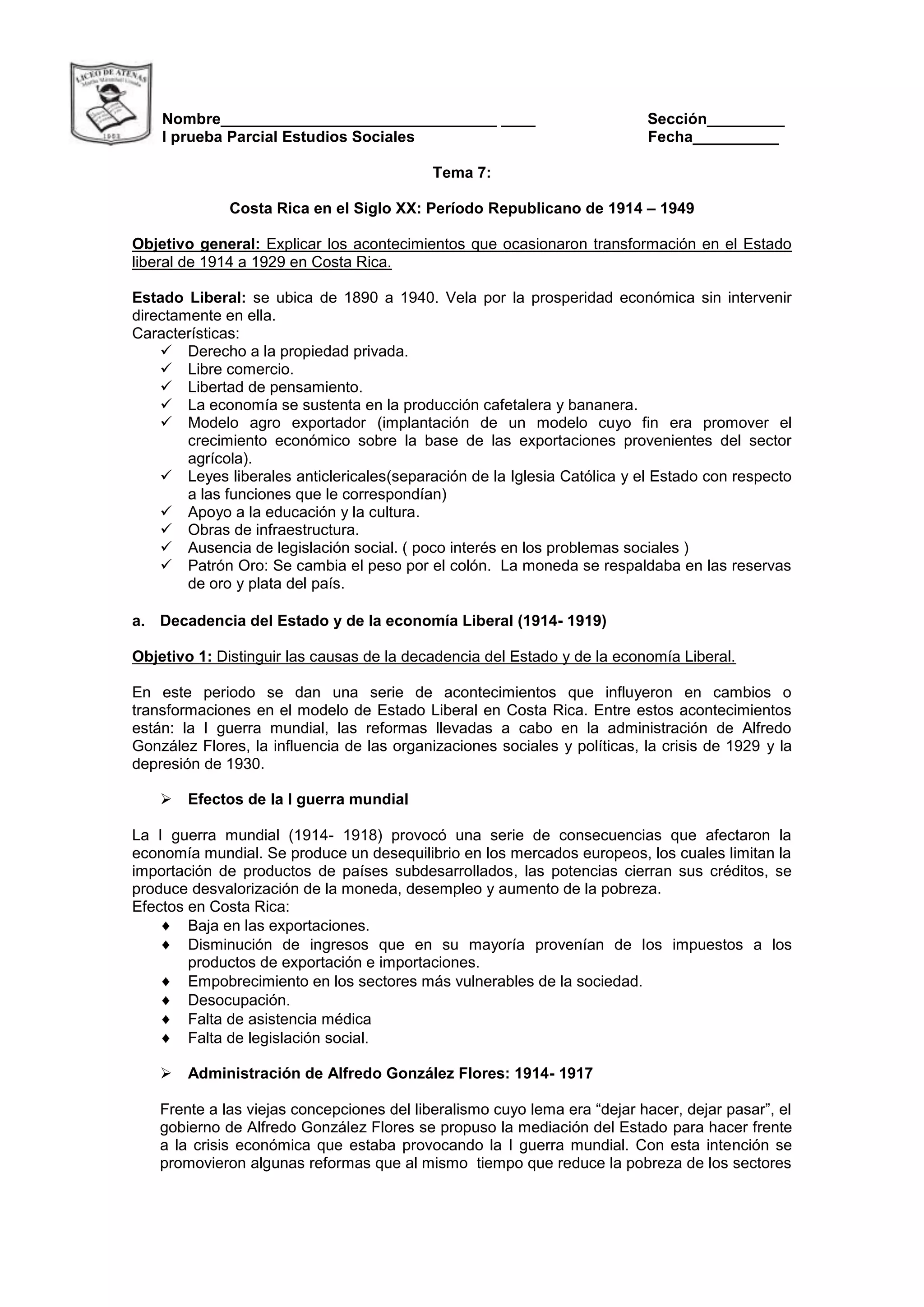 Costa Rica Estado Liberal 19141949 PDF