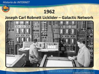 Historia de INTERNET


                       1962
 Joseph Carl Robnett Licklider – Galactic Network
 