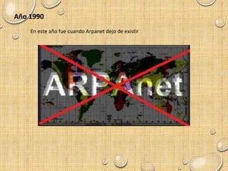 Año 1990
En este año fue cuando Arpanet dejo de existir
 