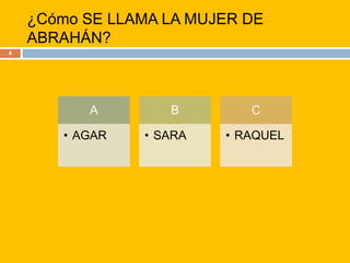 ¿Cómo SE LLAMA LA MUJER DE ABRAHÁN?4