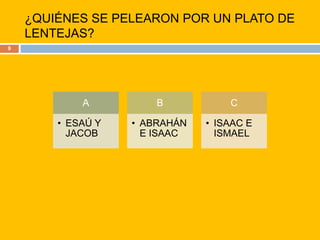 ¿QUIÉNES SE PELEARON POR UN PLATO DE LENTEJAS?9