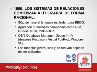 Historia de la base de datos | PPT