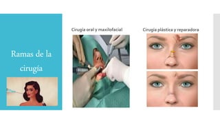 Ramas de la
cirugía
Cirugía oral y maxilofacial Cirugía plástica y reparadora
 