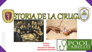 CIRUGÍA I
IX CICLO
FACULTAD DE MEDICINA
UNIVERSIDAD SAN PEDRO
 