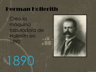 Herman HollerithCreo la máquina tabuladora de Hollerith en 18901890