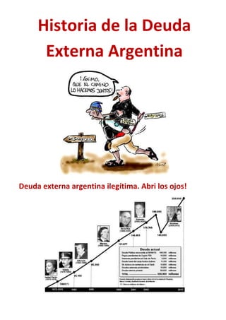 Historia de la Deuda
Externa Argentina
Deuda externa argentina ilegítima. Abri los ojos!
 