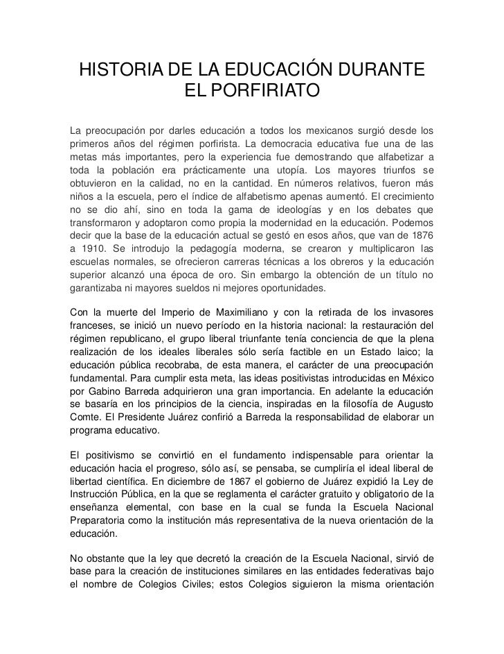 Historia de la educación durante el porfiriato