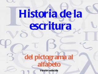 Historia de la escritura del pictograma al alfabeto Versión reducida 