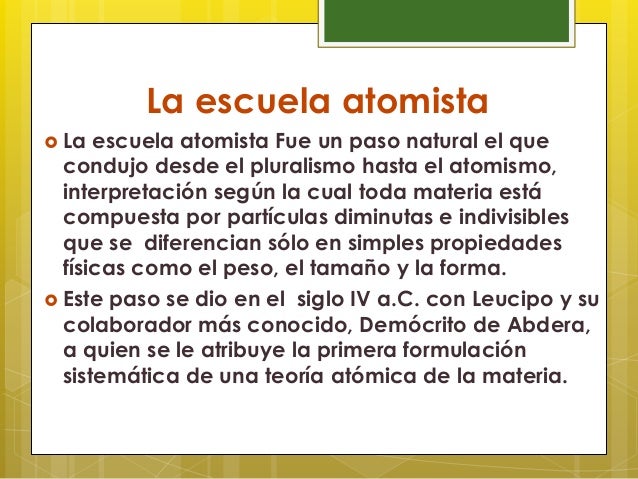 Resultado de imagen para escuela atomista