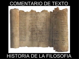 COMENTARIO DE TEXTO HISTORIA DE LA FILOSOFIA 