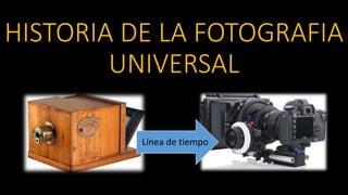 HISTORIA DE LA FOTOGRAFIA 
UNIVERSAL 
Línea de tiempo 
 