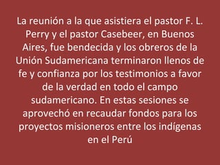 Historia de la iglesia adventista del séptimo día en el perú 1898 1920