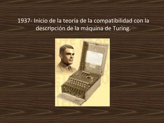 1937- Inicio de la teoría de la compatibilidad con la descripción de la máquina de Turing. 