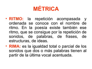 Metrico Ritmo Y Rima Historia de la literatura española | PPT
