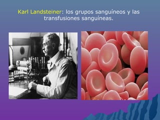 Karl Landsteiner: los grupos sanguíneos y las
transfusiones sanguíneas.
 