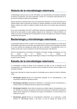 Historia de la microbiología veterinaria | PDF