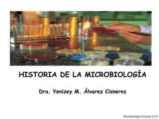 HISTORIA DE LA MICROBIOLOGÍA
Dra. Yenizey M. Álvarez Cisneros
Microbiología General 11-P
 