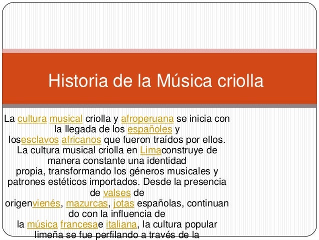 Historia De La Musica Criolla
