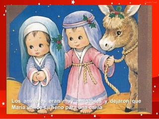Los animales eran muy amigables y dejaron que
María utilice su heno para una cama
 