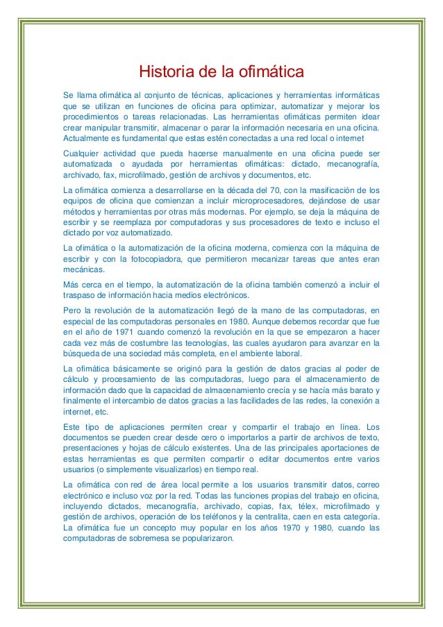Historia de la ofimática