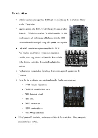 Historia de la primera computadora eniac | PDF
