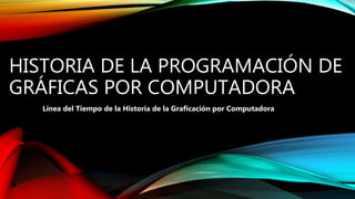 HISTORIA DE LA PROGRAMACIÓN DE
GRÁFICAS POR COMPUTADORA
Línea del Tiempo de la Historia de la Graficación por Computadora
 