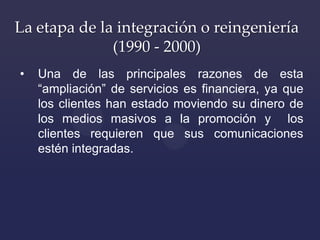La etapa de la integración o reingeniería
              (1990 - 2000)
•   Una de las principales razones de esta
    “ampl...