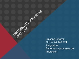 Luisana Linarez
C.I: V- 24.146.774
Asignatura:
Sistemas y procesos de
impresión
 