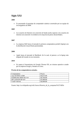Historia de las computadoras | PDF