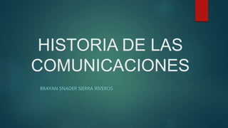 HISTORIA DE LAS
COMUNICACIONES
BRAYAN SNADER SIERRA RIVEROS
 