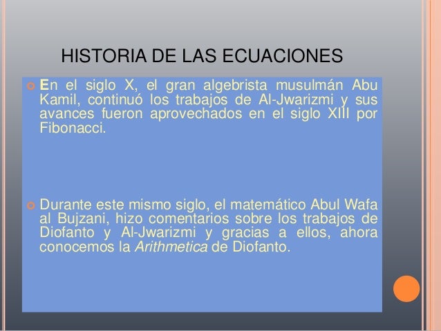 Historia de las ecuaciones