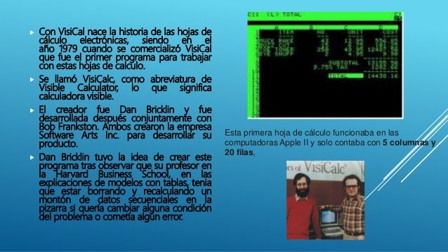 Historia De Las Hojas De Calculo