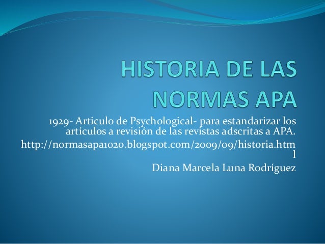 Historia de las normas apa