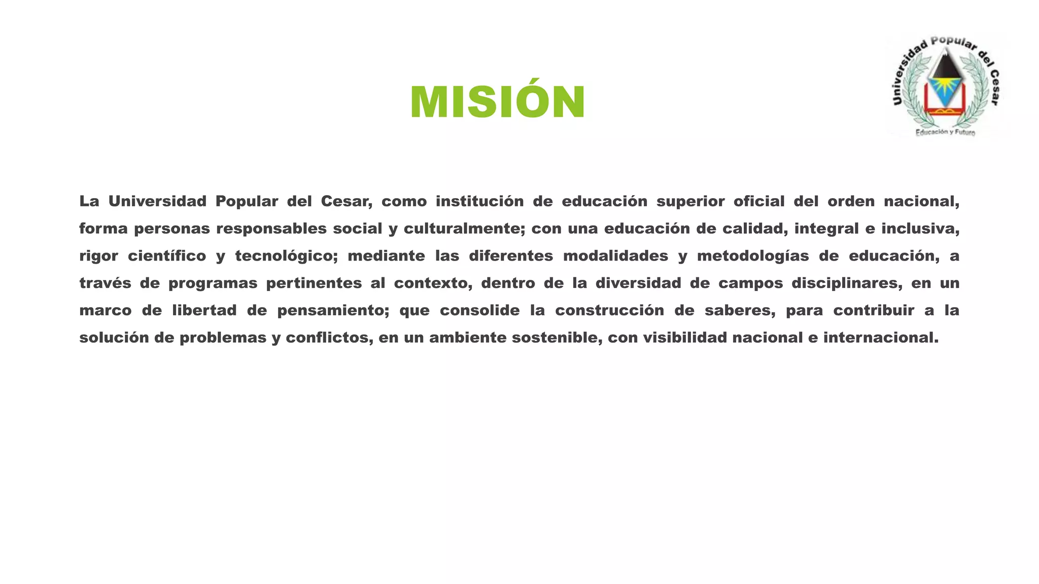 Historia de la universidad popular del cesar | PPT