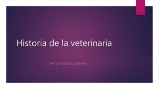 Historia de la veterinaria
MATEO RAIGOSA QUIRAMA
 