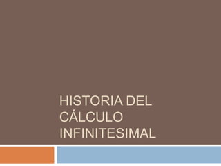 HISTORIA DEL
CÁLCULO
INFINITESIMAL
 