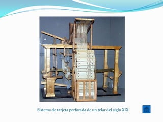 Sistema de tarjeta perforada de un telar del siglo XIX
 