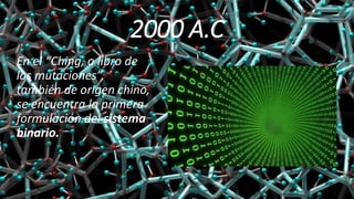 2000 A.C
En el “Ching, o libro de
las mutaciones”,
también de origen chino,
se encuentra la primera
formulación del sistema
binario.
 