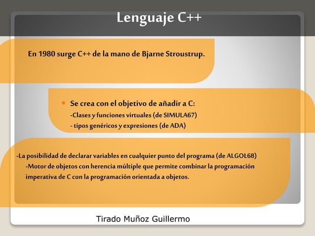 Historia del desarrollo del lenguaje C, C++, C# | PPTX