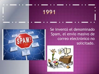 1991Se inventó el denominado Spam, el envìo masivo de correo electrónico no solicitado.