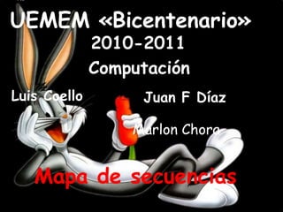 UEMEM «Bicentenario» 2010-2011 Computación Luis Coello Juan F Díaz Marlon Chora Mapa de secuencias 