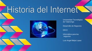 Universidad Tecnológica 
de Tulancingo 
Desarrollo de Negocios 
DN12 
Informática para los 
negocios 
Luis Angel Mejia Lopez 
 