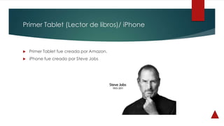 Primer Tablet (Lector de libros)/ iPhone
 Primer Tablet fue creada por Amazon.
 iPhone fue creado por Steve Jobs
 