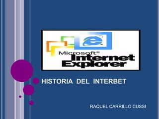 HISTORIA DEL INTERBET
RAQUEL CARRILLO CUSSI
 