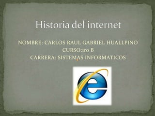 NOMBRE: CARLOS RAUL GABRIEL HUALLPINO
CURSO:1ro B
CARRERA: SISTEMAS INFORMATICOS
 