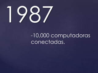 1987 
-10,000 computadoras 
conectadas. 
 