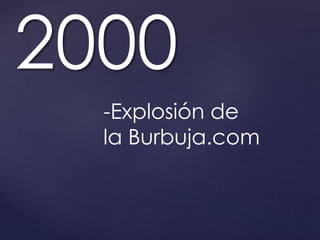 2000 
-Explosión de 
la Burbuja.com 
 