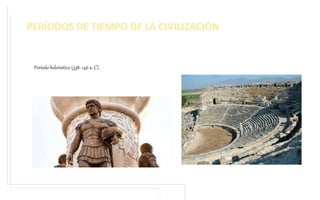 PERÍODOS DE TIEMPO DE LA CIVILIZACIÓN
Período helenístico (338- 146 a. C),
 