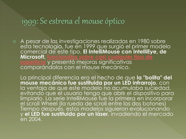 Historia del mouse | PPTX | Computer Peripherals | Computing